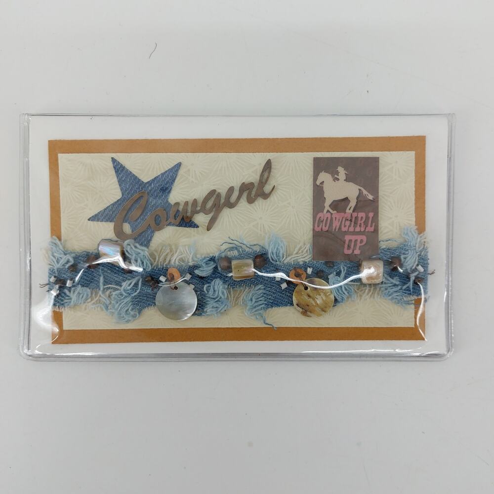 Wallet Western Cowgirl Up Handmade Wallet Wallet Denim Seashell Beads Cash